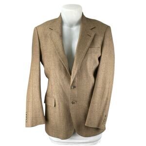 The Kensington Collection Brown Tan Plaid Long Sleeve Blazer Coat Jacket Size M
